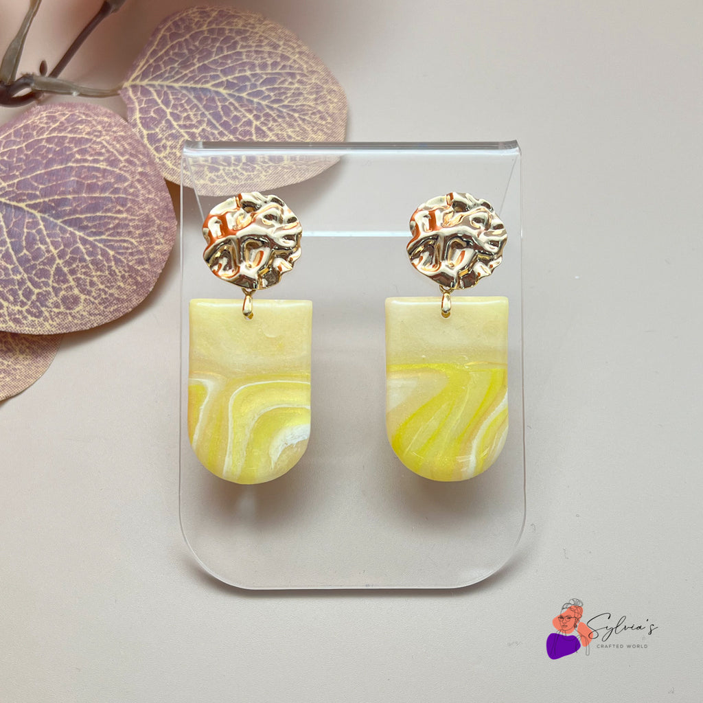 Boucles d'oreilles argile polymère imitation citrine jaune