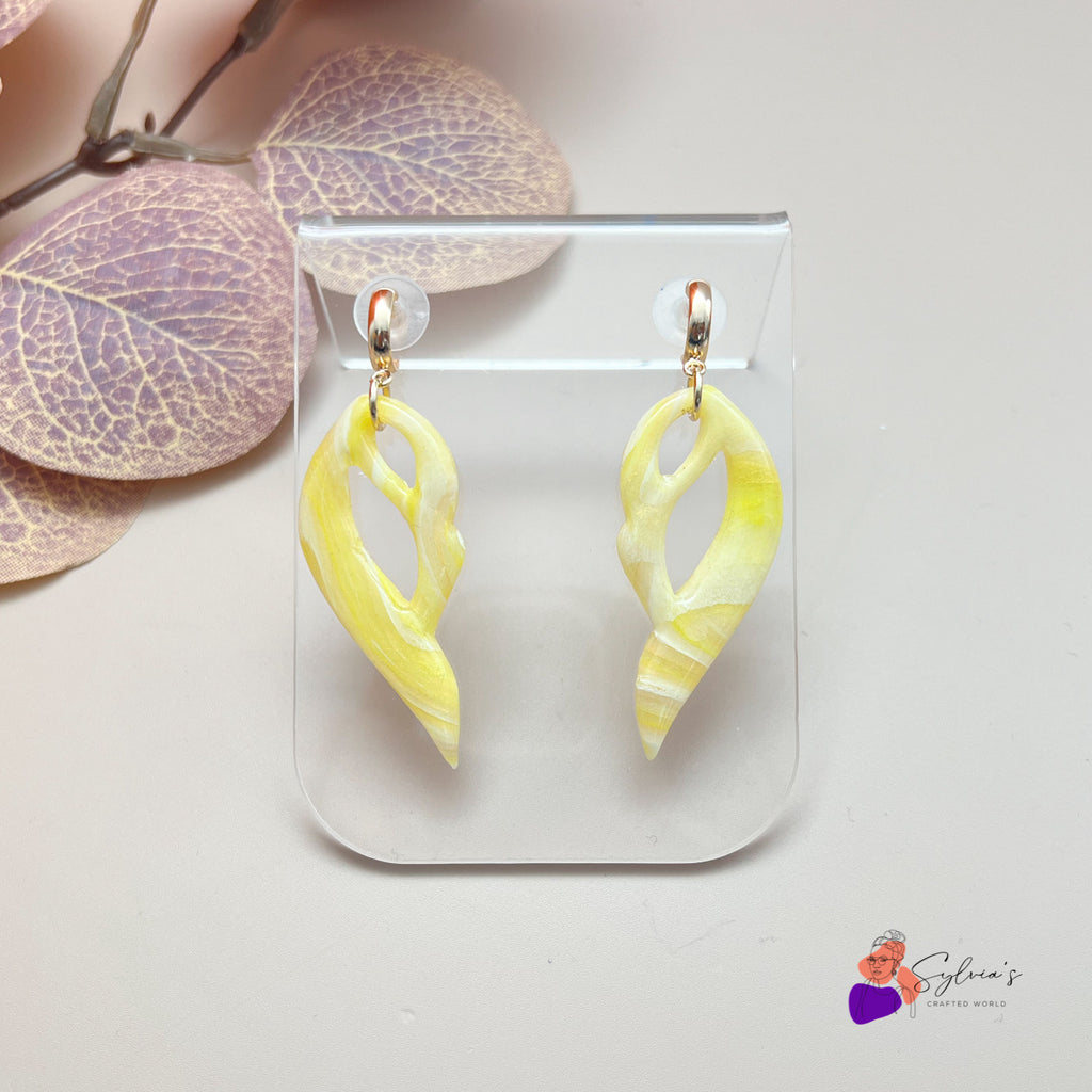 Boucles d'oreilles argile polymère imitation citrine jaune