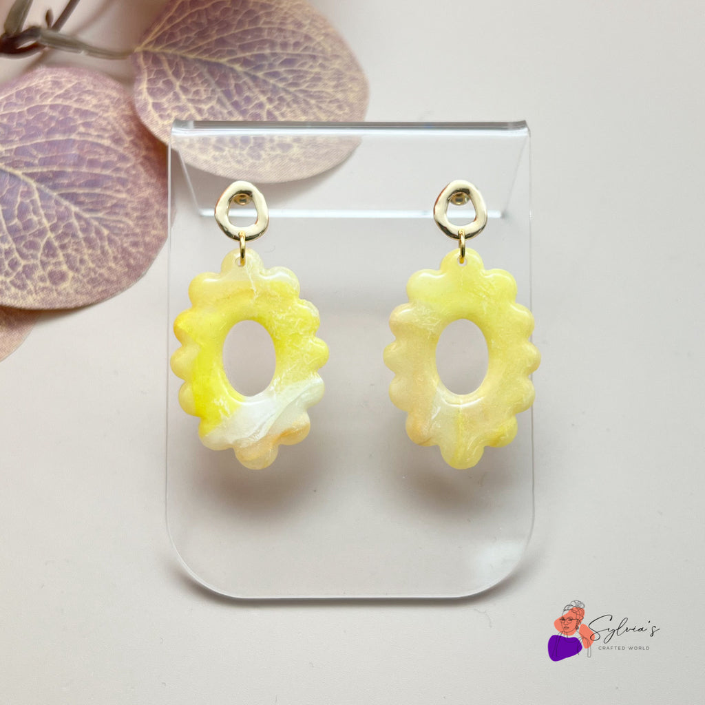 Boucles d'oreilles argile polymère imitation citrine jaune