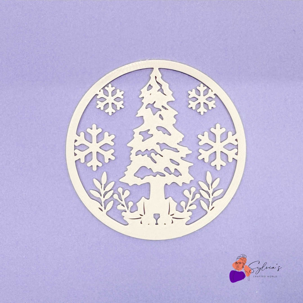 Emporte-pièce rond motif sapin de Noël et flocons de neige, accessoire de modelage pour pâte polymère, parfait pour décorations festives.