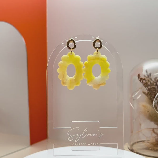 Boucles d'oreilles argile polymère imitation citrine jaune